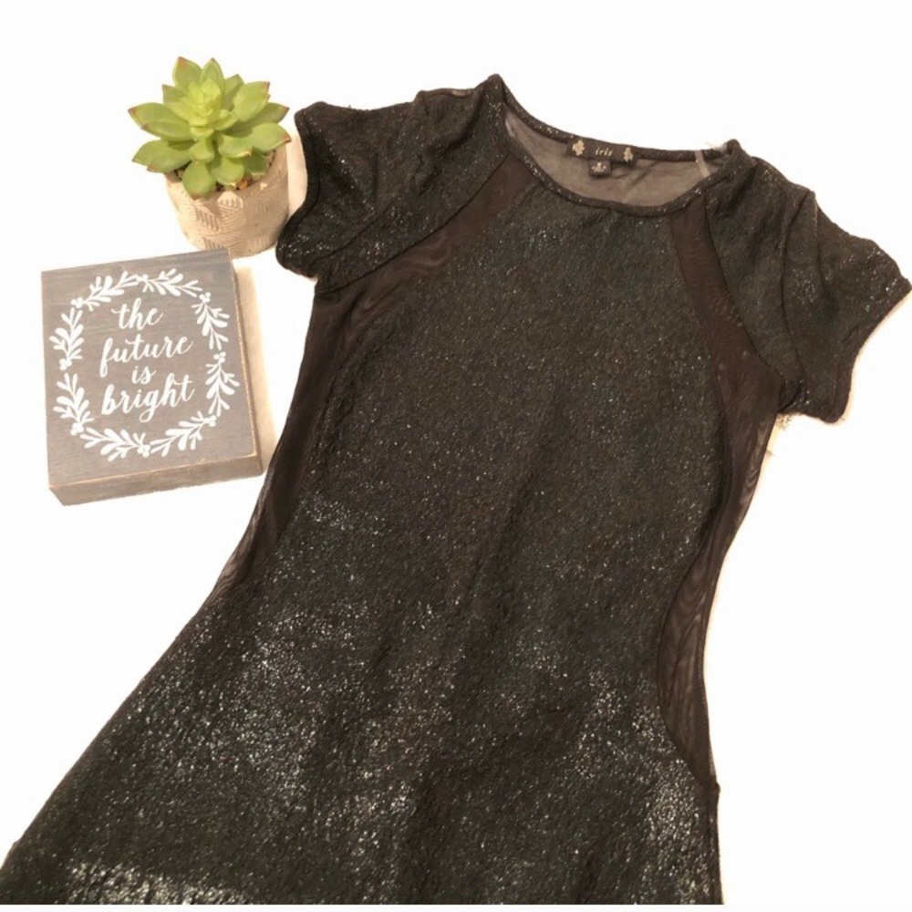 Nwt Black Sparkly Mesh Back Bodycon dress